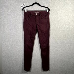 American Eagle Outfitters Jeans Womens 6 Maroon Denim Cotton Stretch Jegging